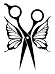 Hair scissor butterfly Vinyl Decal Sticker (BLACK)