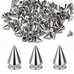 OTTYMO 120Pcs Cone Spikes Studs Rivets 7x10mm Punk Spikes Metal Studs Punk Rivet with Screw Cool Craft Clothes Rivets for DIY Leather Craft Collar Belt Bags Shoes Necklace Clothing Decoration-Silver