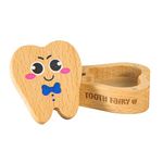 Tooth Fairy Box, 3D Carved Wooden Tooth Keepsake Box Magnetic Tooth Holder Cute First Tooth Storage Box Tooth Shape Birthday Souvenir Gift for Lost Teeth (Engraved Bow Tie)