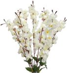 Everbuy Artificial Flowers for Home Decoration Cherry Blossom (7 Branches)(White) 1 pc