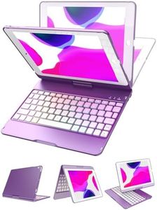 MMK iPad Keyboard Case for iPad 6th Gen 2018, iPad 5th Gen 2017, iPad Pro 9.7, iPad Air 2, iPad Air 1, Backlit 10 Color 360 Screen Rotation iPad Case with Keyboard, Auto Sleep/Wake - Violet