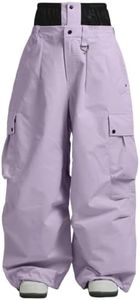 GSOU SNOW Women Men Baggy Snowboard Pants Ski Snow Pants Waterproof Purple | 20K Waterproof, 15K Breathable,Super Baggy,Waist Powder Skirt,Powder Gaiters,YKK Zippers, for Snowboarding SnowSports
