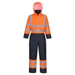 Portwest S485 Waterproof Warm Hi-Vis Contrast Winter Coverall Orange/Navy, X-Large