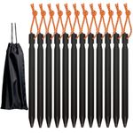 12pcs Aluminum Tent Stakes, Lightweight Tent Pegs for Outdoor Camping Gardening Canopies, Pitching Camping Tent (Black)