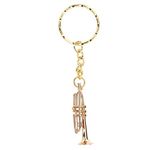 Mini Trumpet Key Chain with Brass Instrument Keyring Ornament for Handicraft Music Gifts, Color, size