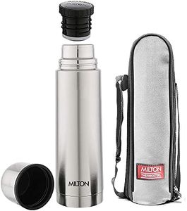 Milton Plain Lid 500 Thermosteel Water Bottle 500 ml, 24 Hr Hot and Cold I Leak Proof Lid with Jacket, ISI Certified I Vacuum Insulated I for Office, Gym, School I Silver