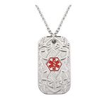 Medical Alert ID Necklace Stainless Steel Celtic Pattern Dog Tag for Men Women 24 inch Free Engraving