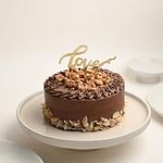 FlowerAura Delicious Fresh Choco Walnut Love Cake With Designer Love Topper For Gifting As Birthday Cake, Anniversary Cake, Valentine's Day Cake & Mother's Day Cake (Same Day Delivery) (0.5Kg)