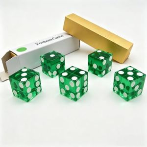 5 Pack 19mm Professional Casino Dice, Razor Sharp Square Corners Handmade Flat Pip Six Sided Dice for Vegas Craps & Poker Night