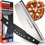 KitchenStar 16-Inch Pizza Cutter Rocker Blade - Sharp Stainless Steel Slicer Knife, Protective Cover, Dishwasher Safe, Large - Professional Pizza Oven Accessories