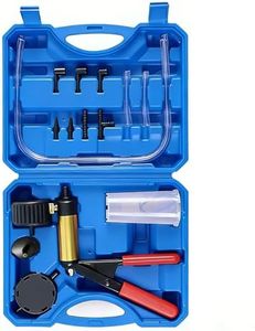 2 in 1 Brake Bleeder Kit with Handheld Vacuum Pump & Gauge, Vacuum Pump Brake Bleeder with Pressure Gauge, Hose, Adapters & Reservoir, Manual Brake Fluid Bleeder Kit for Car Motorcycle Truck ATV Bike