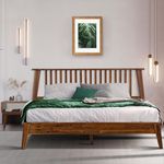 Acacia Kaylin Bedroom Furniture Set King Bed Frame with Nightstand, Solid Wood Bed with High Headboard Platform Bed, Wooden Nightstand, Wood Slats Support, No Box Spring Needed, Easy Assembly, Walnut