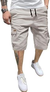 JMIERR Mens Casual Twill Cargo Shorts Cotton Drawstring Classic Cargo Chino Stretch Short with 6 Pockets for Men, US46(5XL), A Sliver Gray