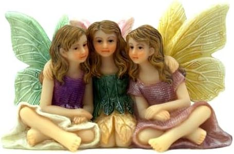 PRETMANNS Fairies for Fairy Garden - Garden Fairy Figurines - Garden Fairies for a Miniature Fairy Garden - Adorable Sitting Fairy Garden Fairies - 1 Piece Sister Fairies