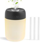 kissleaf Mini Cool Mist Air Humidifier for Bedroom with Night Light Top-Fill Quiet Operation Auto Shut-Off for Baby Nursery Office Desk Home Plants Light Black