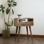 Mid Century Nightstand with Drawer Solid Walnut Bedside Table with Shelf Nightstand Organizer Unique Style Handmade Bedroom Furniture