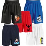 Pack of 5 Printed Sports Shorts - Cricket & Football Team Players Printed Shorts for Boys and Girls(11-12Years) Multicolour