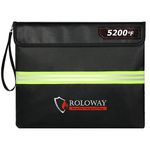 ROLOWAY Fireproof Document Bag (14 x 11 inch) with 5200℉ Upgraded Aluminum Foil Layer, Fireproof Bag for Documents with Reflective Strip, Fireproof Money Bag for Cash Safe with Zipper (Black)