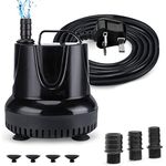 Senelux Submersible Pump, 1500L/H 40W with Adjustable Flow Rate, Aquarium Fountain Pump, Ultra Quiet Water Pump for Pool, Fish Tank, Pond, Hydroponics, Ultra-low Water Level with High Lift & 3 Nozzles