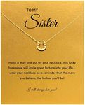 Sister Gifts from Sisters, Sister Necklaces Best Friend Necklace for Women. Christmas, Birthday, Graduation Gifts with Wish Card, Brass, No Gemstone