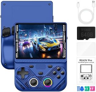 RG43V Pro Retro Handheld Game Console, 4.3 Inch IPS Screen, Portable Dual System with RK3562 CPU, 64GB Support 30+ Emulator&22000+ Classic Games, WiFi Networked Fighting, HDMI TV Output (Blue 64GB)