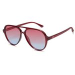 SOJOS Classic Polarized Aviator Sunglasses Womens Mens Retro Double Bridge Aviators SJ2201, Burgundy/Red Gradient Blue