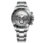 Automatic Watches for Men, Skeleton Watches for Men Analog Tourbillon Watch Starry Sky Dial 12-Hour Small Dial Moon Phase Mechanical Watch Blue Leather Strap…, Black Case Gray Dial, Mechanical