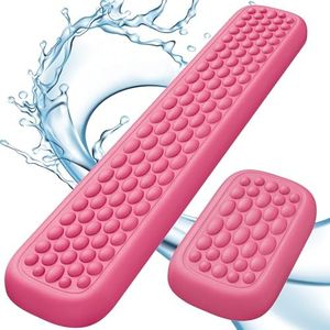 Lekvey Ergonomic Keyboard Wrist Rest - Memory Foam with Massage Points & Waterproof PU Leather Wrist Pad, Carpal Tunnel Support for Office Computer/Gaming, Typing Pain Relief, Easy-Clean(Rose Pink)