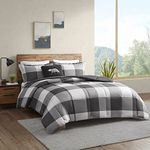 Woolrich Hudson Valley Comforter Set Buffalo Check Plaid, Cabin Lodge Styling, Cozyspun Warm Bedding for Colder Season, Matching Sham, Decorative Pillow, Twin, Grey/Black 3 Piece