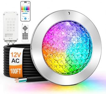 10 Inch Pool Lights for Inground Pool 100ft Cord 55W RGBW LED Pool Light for Wet Niche 12V AC Color Changing Underwater Swimming Pool Light with Remote & APP Control IP68 Waterproof Spa Light