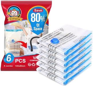BoxLegend Vacuum Storage Bags 6 Jumbo 100x80cm Space Saving Double Zipper Seal Reusable Vacuum Compressiong Storage Bags for Duvets, Bedding, Suitcases, Pillows, Clothes, Quilts, Sweater, Comforters