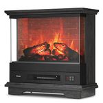 TURBRO Firelake 27-Inch Electric Fireplace Heater - Freestanding Fireplace with Mantel, No Assembly Required - 7 Adjustable Flame Effects, Overheating Protection, CSA Certified - 1400W, Black Walnut