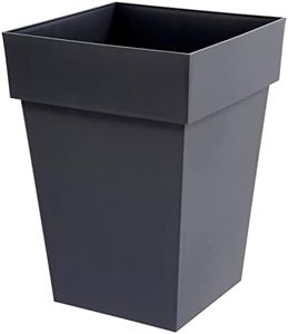 EDA - Pot de Fleur Carré Mi-Haut Toscane - Volume 51 L - 39 x 39 x H.53 cm, Gris Anthracite
