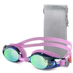 ZIONOR Swim Goggles, Upgrade G8 Swimming Goggles for Adult Men Women Youth, UV Protection Anti-Fog Leakproof (Pink Frame Gold Lens)