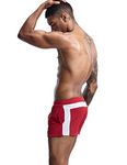 SEOBEAN Mens Low Rise Sports Training Smooth Pile Furry Shorts (XX-Large / 36-38 Inches, 90507 Red)