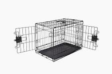 Amazon Basics XS Metal Dog Crate/Cage with Tray, Durable and Foldable Dog Cage with Double Door, Black, Extra Small 56cm (22")