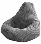 Jumbo Cord Beanbag Chair, Large Bean Bags in Plush High back Beanbags, Lounger, Recliner Highback (Grey)