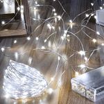 ZeMu Fairy Lights Battery Operated, 5m 50 LEDs Copper Wire String Lights, Waterproof Micro Outdoor/Indoor Lights, Small Cool White Lights for Bedroom Outside Wedding Jars Bottle Decorations