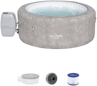 Bestway Zurich SaluSpa 2-4 Person Inflatable Round Outdoor Hot Tub with 120 Soothing AirJets, Filter Cartridge, and Energy-Efficient Insulated Cover