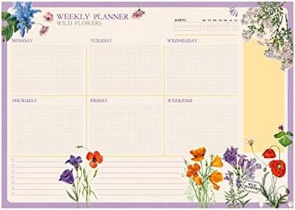 Grupo Erik Botanical Wild Flowers A4 Desk Pad with Daily, Weekly and Monthly Calendar | Desktop Planner | Desktop Note Pad | 54 Undated Tear Off Sheets | 8.3 x 11.7 inches | To Do List