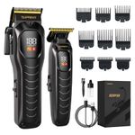 SUPRENT Hair Clippers for Men, Professional Mens Hair Clipper & Trimmer Set, Heavy Duty Motor Hair Cutting Kits with LED Display & 9 Guide Combs, Barber Clippers Beard Hair Trimmer, Black