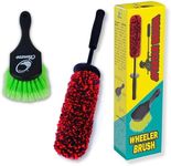 Clenzee Premium Microfiber Wheel Brush and Nylon Bristles Tire Brush | Car Wheel Brush and Tire Cleaner Brush with Ergonomic Handles for Cleaning Wheels | Rim Brush & Tires Brush | 2 Pack