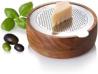 AdHoc Cut n Serve Fine Grater - Easy Grip with Acacia Wood Base & Metal Blades - Non-Slip Feet for Cheese, Butter & More