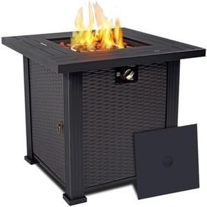 Senjoys 28'' Propane Fire Pit Table, 50,000 BTU Fire Table with Steel Lid, Big Legs, Laval Rocks, Deck Safe Fire Pit, Gas Fire Pits for Outside Patio