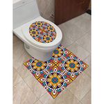 100yellow® Flower Theme Toilet Sticker& Floor Sticker (Medium Size, Multi)- Pack of 2