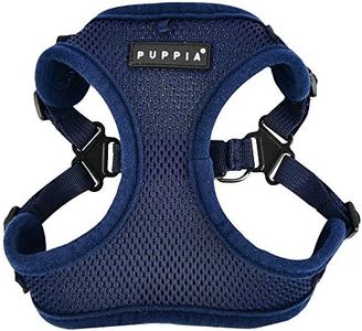 Puppia Dog Harness Comfort Mesh Step-in All Season No Pull No Choke Walking Training Adjustable Neck & Chest for Small & Medium Dog - Navy - M