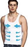 Odoland Men's Body Shaper Slimming Shirt Tummy Vest Thermal Compression Base Layer Slim Muscle Tank Top Shapewear, White, 3XL