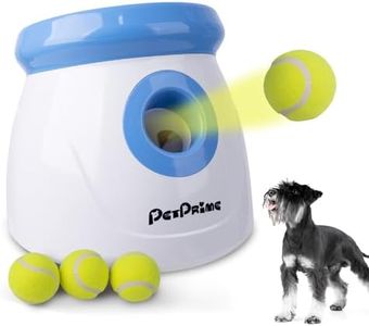 Pet Prime Automatische Ballwurfmaschine für Hunde mit 3 Distanzen (3m-9m) Inkl. 3 Robusten Tennisbällen (5cm) Ideal für Kleine Hunde (Mini-Werfer)
