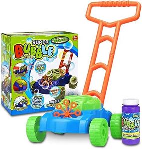 TOYSERY KIDS LAWN MOWER FULLY ELECTRIC WITH 1 BUBBLE SOLUTION WHICH MAKE BIG BUBBLE 24/7, Non-Stop Music And Rhymes With A Bubble Refill Bottle, Fully Safe Electrical Mower For Kids