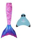 Planet Mermaid Girls Kids 2 Piece Vivid Colour Starter Swimming Mermaid Tail & Wear-Resistant Pink Magic Fin Monofin Included. Ocean Kiss. Age 8-9